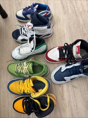Nike Kids Multi-Color Casual Sneakers — Navy, White, Red, Green, Yellow